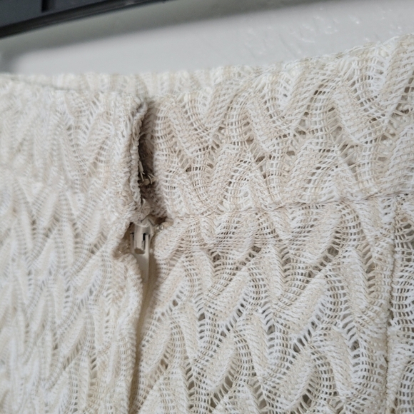 Alfred Weber Vintage Women's Two Piece Blouse Maxi Skirt Set Beige White Knit M - Picture 12 of 12